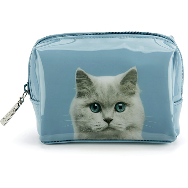Cat on Blue Beauty Bag