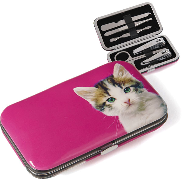 Kitten on Hot Pink Nail Care Set