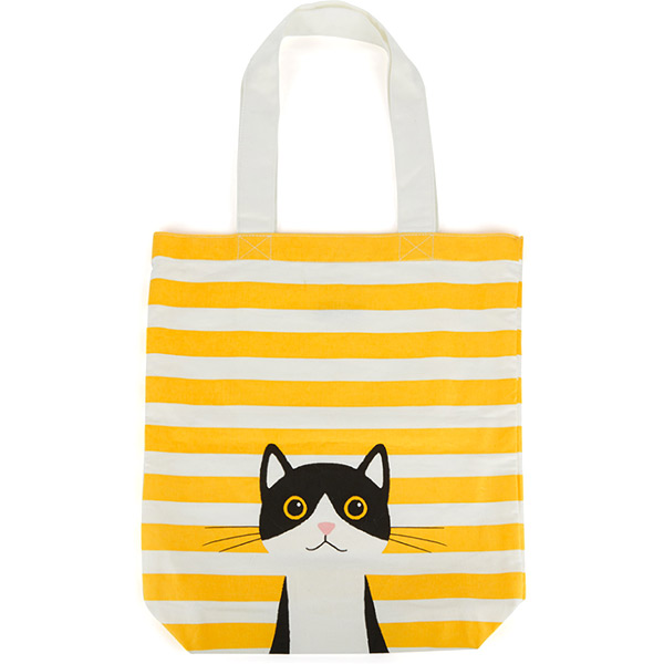 Yellow Cotton Cat Tote Bag