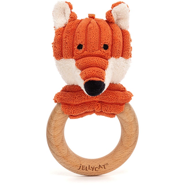 Cordy Roy Baby Fox Wooden Teething Ring & Rattle