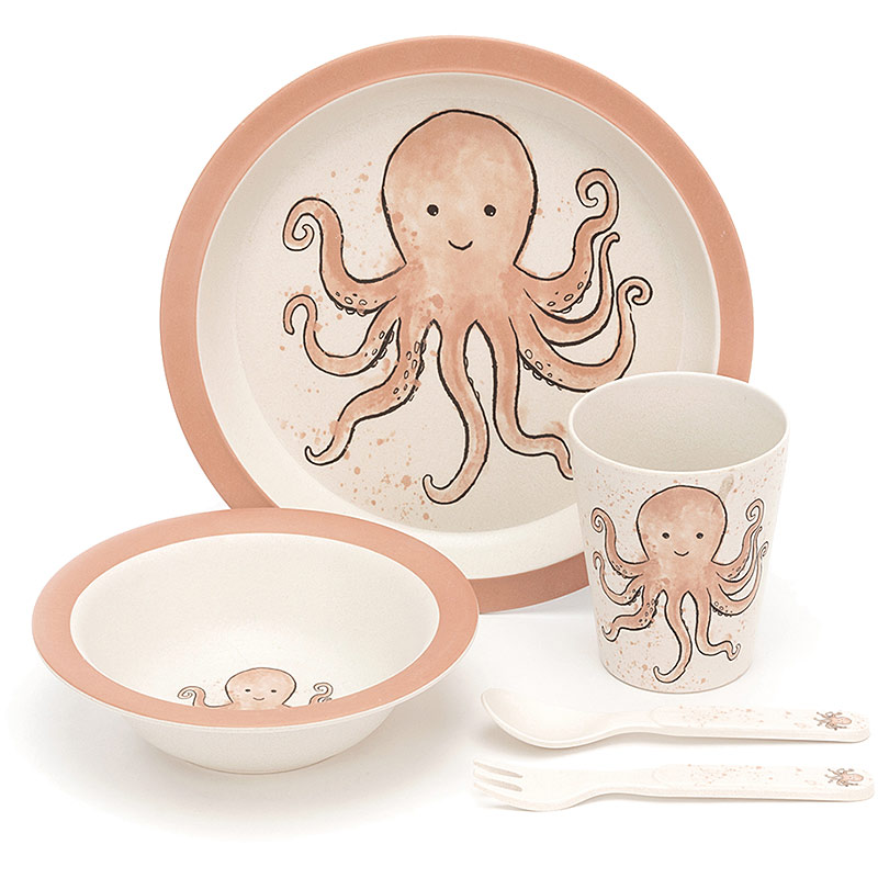 Odell Octopus Bamboo Bowl Set